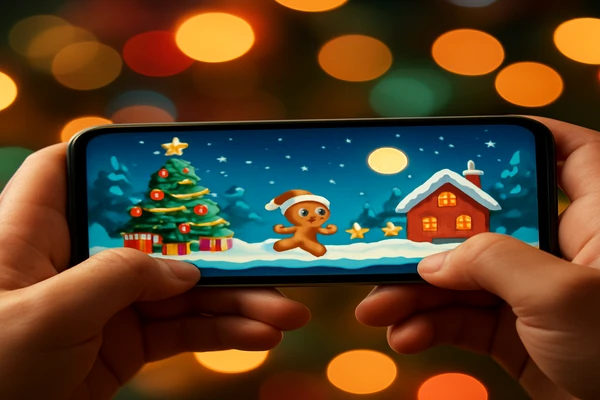 একজন ব্যবহারকারী স্মার্টফোনে সহজভাবে অনলাইন গেমিং উপভোগ করছেন