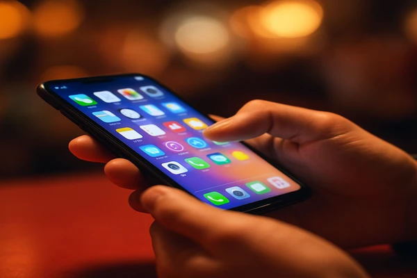 হাতে স্মার্টফোন ধরে একজন ব্যক্তি ডিজিটাল প্ল্যাটফর্মটি সহজভাবে ব্যবহার করছেন